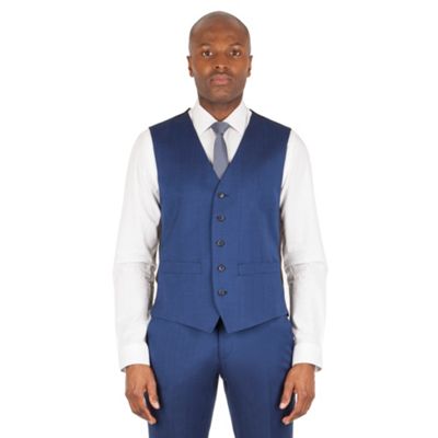 Ben Sherman Bright blue plain slim fit kings suit waistcoat